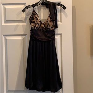 Black and leopard mini dress